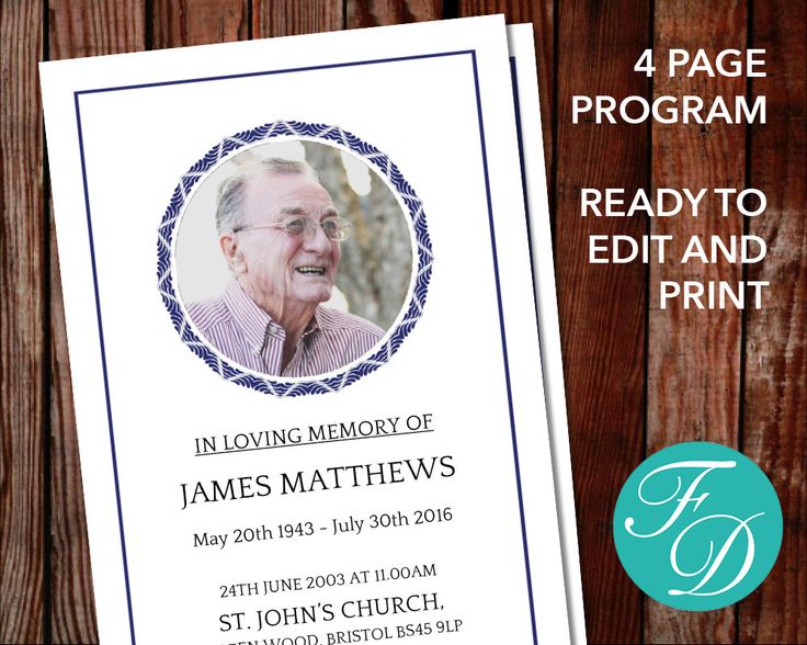 64 best Blue Funeral program Templates images on Pinterest - free printable memorial service programs 64 best Blue Funeral program Templates images on Pinterest - free printable memorial service programs