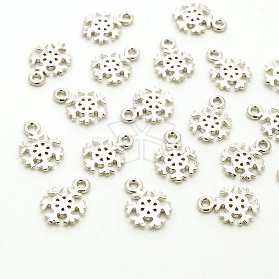 8mm Snowflake Charm FDSSB0680 4pcs 925 Sterling Silver Jewellery findings Charm Beads