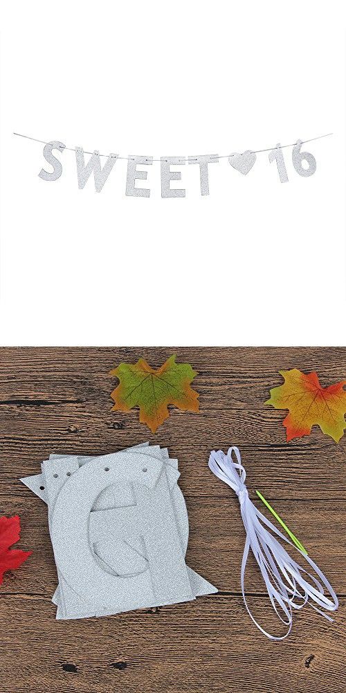 Themes and Ideas WeBenison Gold Sweet 16 Birthday Banner Supplies Gifts 16th Wedding Anniversary Party Decoration Bunting Photo Props Party Favors