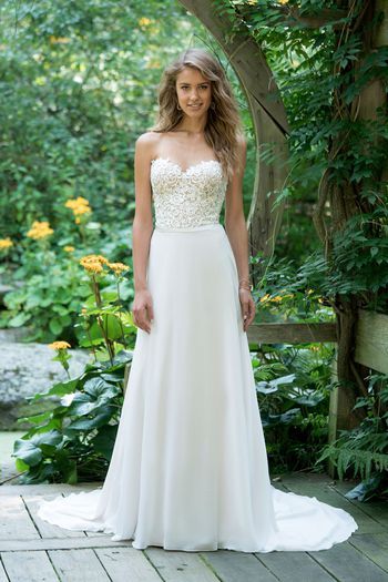 lillian west - style 66019: strapless lace bodice a-line with