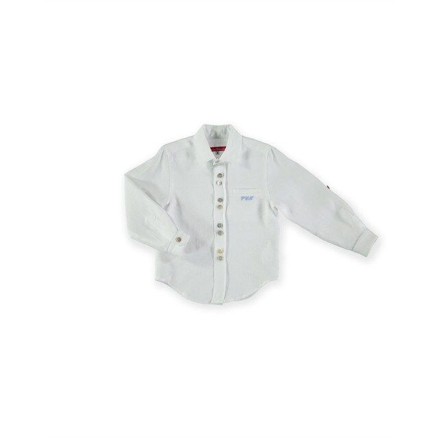 Pan Con Chocolate Camisa De Niño En Color Blanca Con Iníciales Bordadas Camisas Para Niñas Camisas Colores Blancos