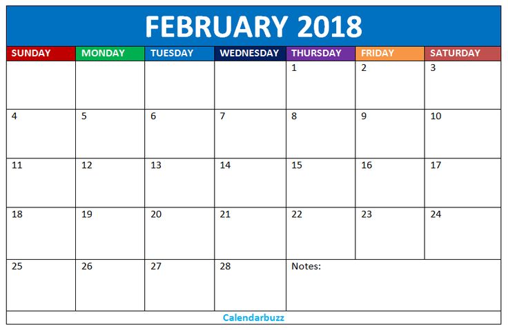 February 2018 Blank Calendar Template: Download free blank calendars templates for the month of Febr...