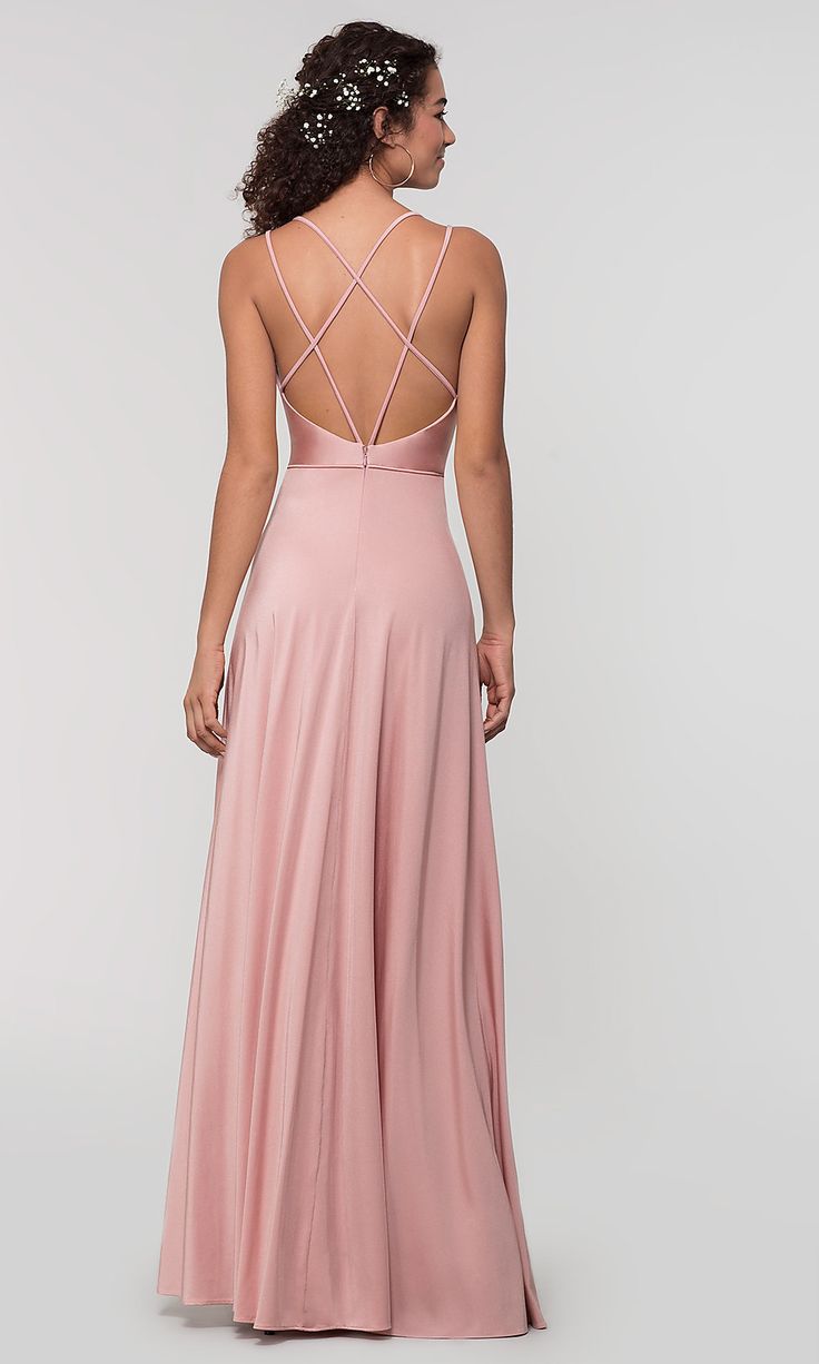 Open-Back Long Jersey Kleinfeld Bridesmaid Dress | October wedding
