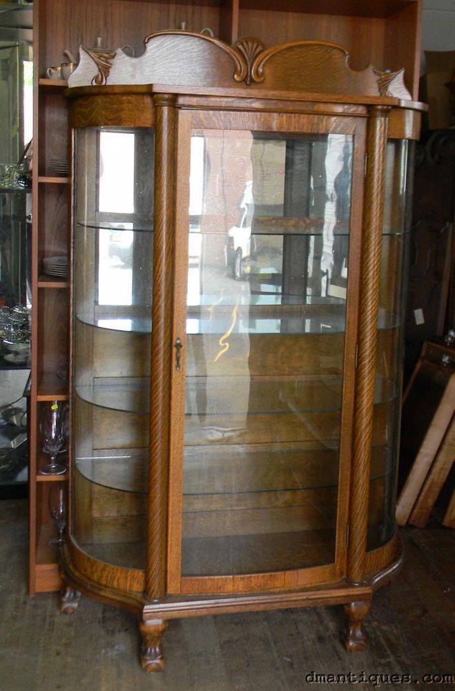 91 Best Victorian China Cabinets Images On Pinterest China Antique Victorian Quartered Oak China Cabinet Curved Glass Mirror Back Paw Foot - 91 Best Victorian China Cabinets Images On Pinterest China