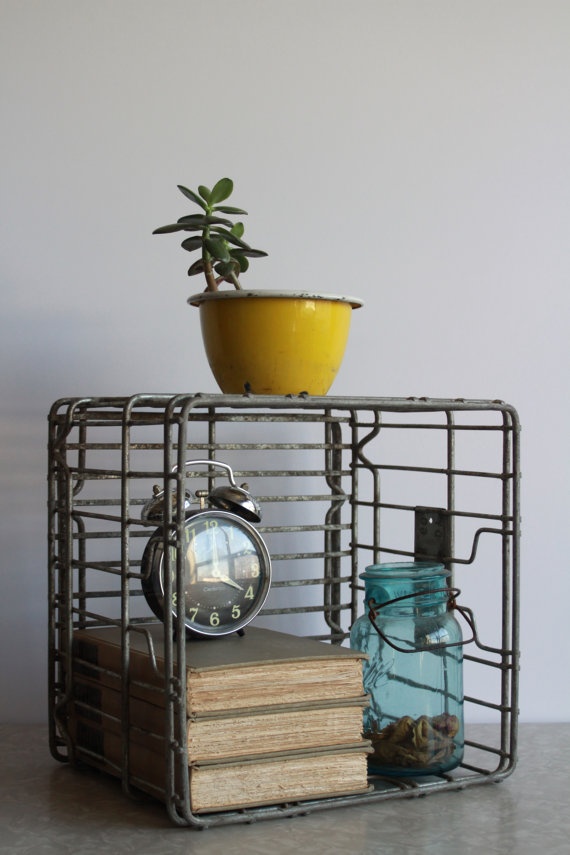 Vintage Metal Milk Crate Mid Century Dairy Box By VeraVague Vintage Metal Milk Crate Mid Century Dairy Box By VeraVague
