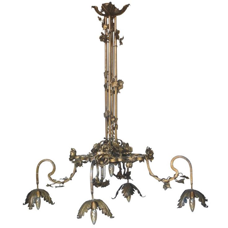 Very Large Gilt Iron Chandelier Italy Circa 1920s Chandeliers Metal Very Large Gilt Iron Chandelier Italy, Large French Iron Chandeliers