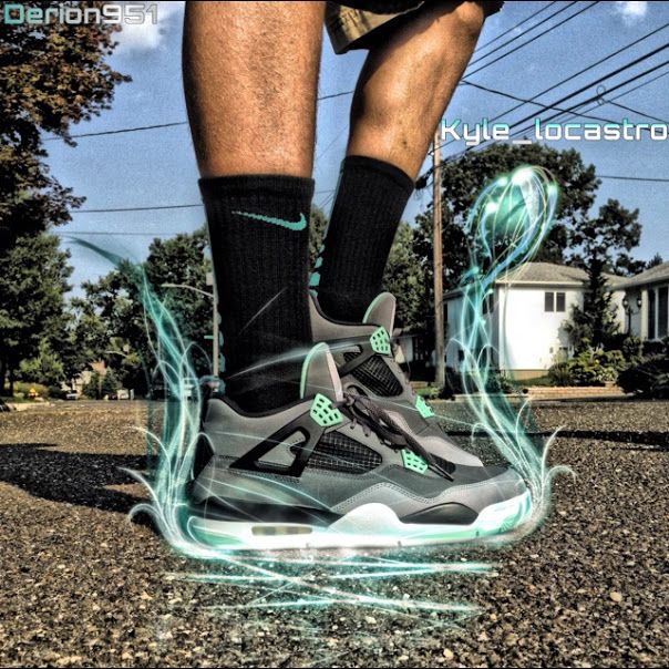 air jordan 4 retro green glow on feet air jordan 4 retro green glow on feet