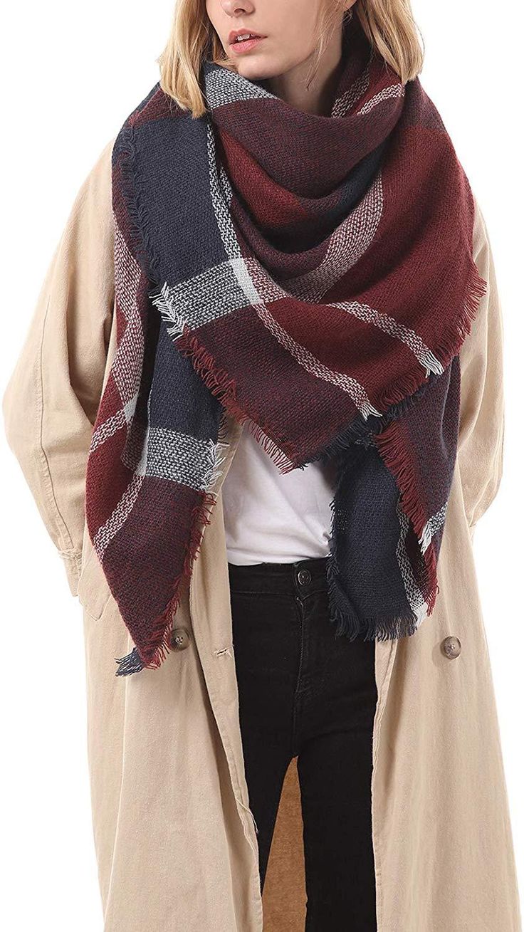 Women/'s Plaid Blanket Scarf Winter Warm Scarf Soft Large Tartan Wrap Shawl Scarves