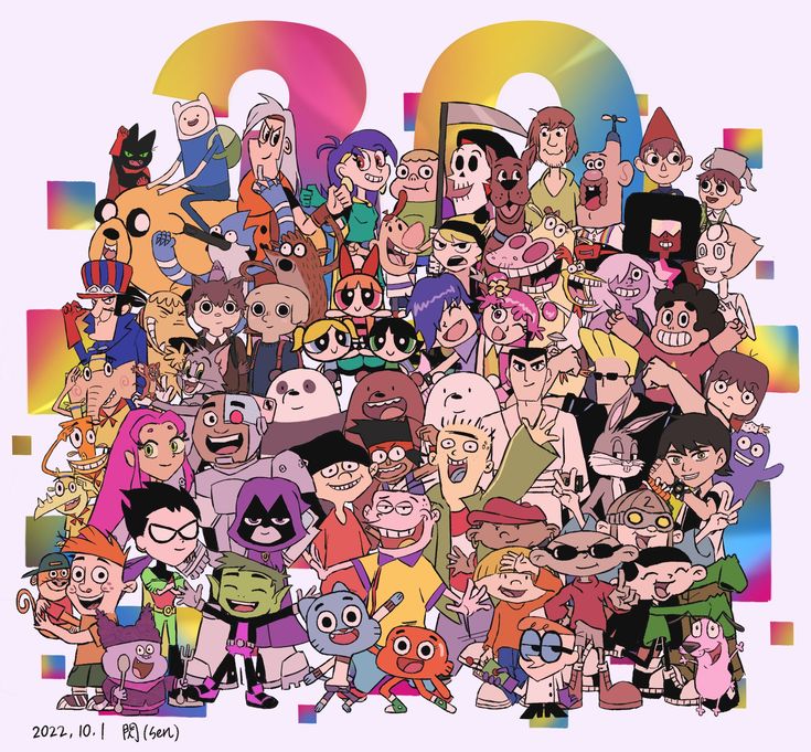 A Large Group Of Cartoon Characters Are Grouped Together a-large-group-of-cartoon-characters-are-grouped-together