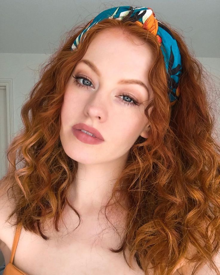 Redhead curly long hair