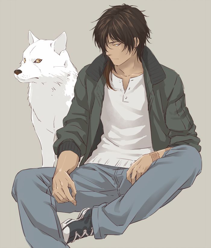 Anime wolf boy and girl