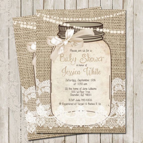 Custom Digital Copy Mason Jar Sprinkle Baby Shower Invitation
