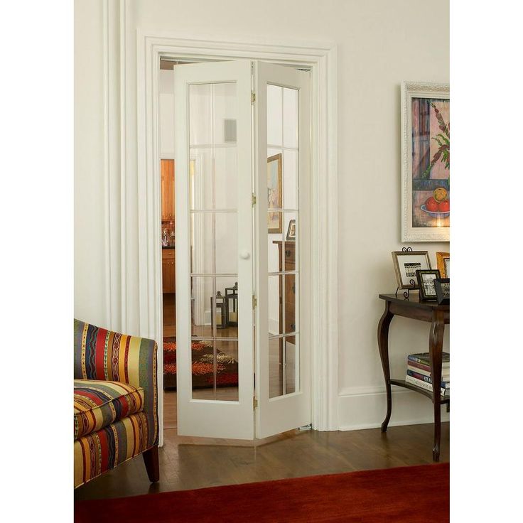 Pinecroft 30 In X 80 Optique Clear Full Lite Universal Reversible Interior Wood Bi Fold Door 873526 The Home Depot Glass Bifold Doors French Glass Bifold Doors, Bifold Mirror Doors 30
