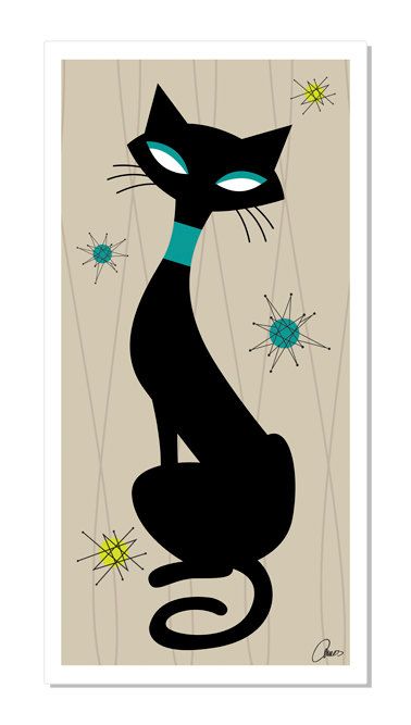 ATOMIC KITTY Art Print Retro Mid Century Modern By NeatoClipart ATOMIC KITTY Art Print Retro Mid Century Modern By NeatoClipart