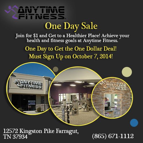 One Day Sale Join For 1 And Get To A Healthier Place Achieve Your Health And Fitness Goals At Anytime Fitn Anytime Fitness Fitness Goals Fitness Activities