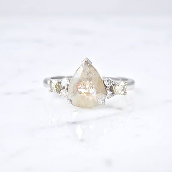 Pear Diamond Engagement Ring Grey Diamond Ring Pear Diamond