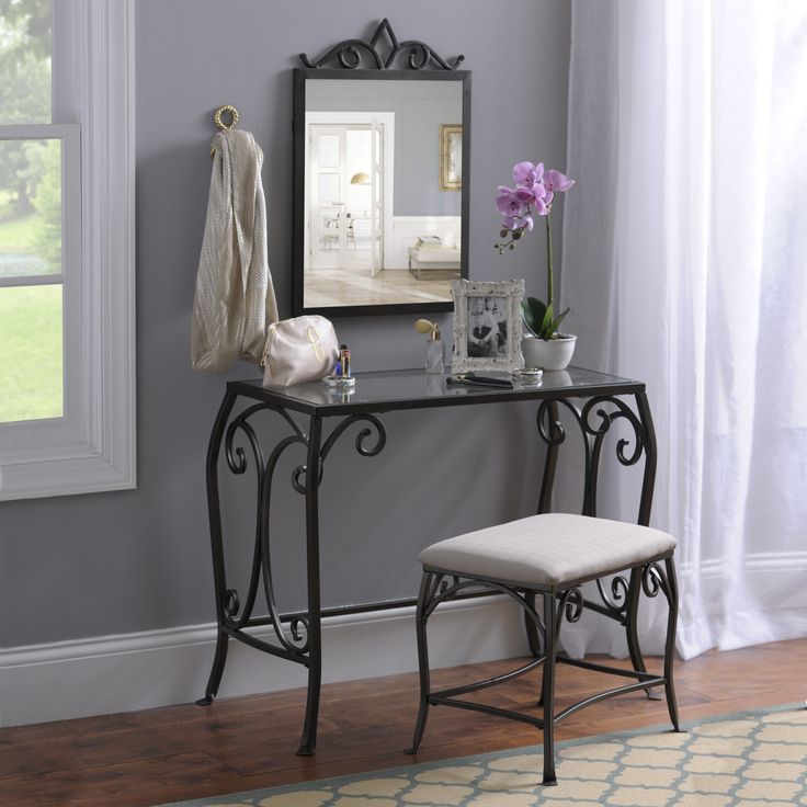 An Elegant Design, Fit For A Queen. This Three Piece Vanity Set Is Made An Elegant Design, Fit For A Queen. This Three Piece Vanity Set Is Made