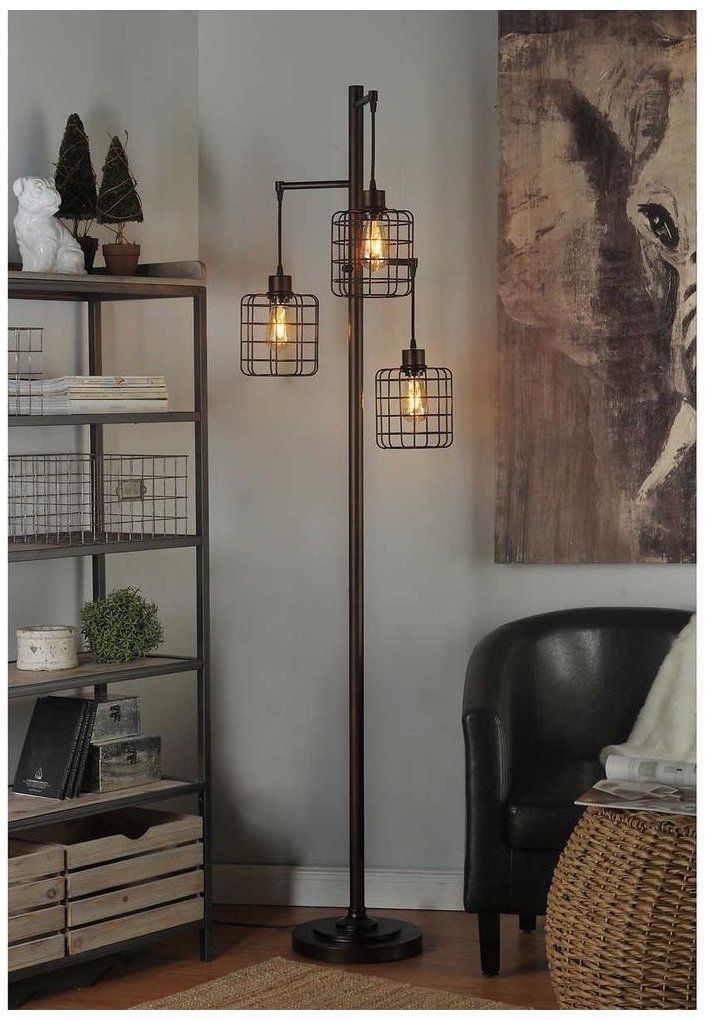 6 Foot Rustic Industrial Steel Floor Lamp With Edison Led Bulbs Bronze Finish For Lamps Living Room Rustic Industrial Steel Floor Lamp, Edison Floor Lamp Costco