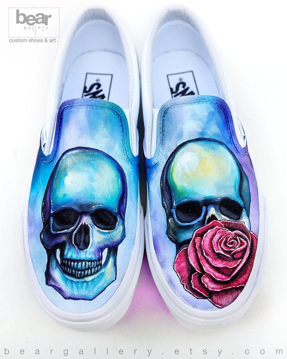 Custom Skull Vans Shoes- Hand Painted Skull and Rose Shoes - Rose ... البروفيسور لاكاسا دي بابيل Custom Skull Vans Shoes- Hand Painted Skull and Rose Shoes - Rose ... البروفيسور لاكاسا دي بابيل
