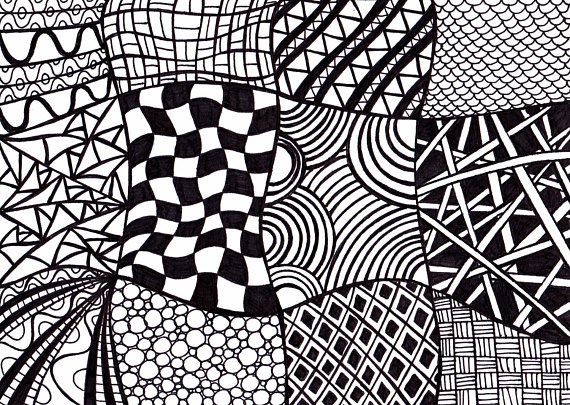 Black And White Printable Art Zentangle Inspired Ink Drawing In