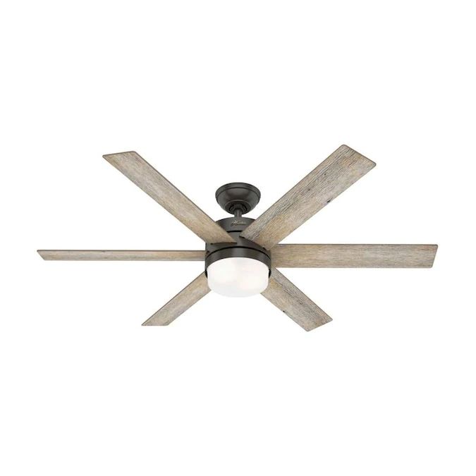 Hunter Kempton Park 54 In Noble Bronze Led Ceiling Fan With Remote 6 Blade Com 2021 Light Hunter Kempton Park 54 In Noble Bronze, Bronze Ceiling Fan With Light And Remote