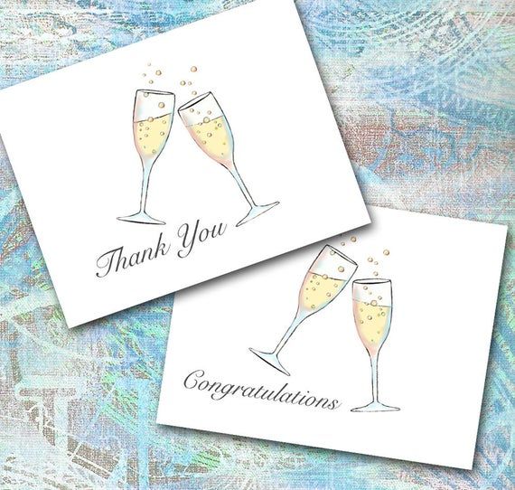 champagne toast note cards design your own thank you