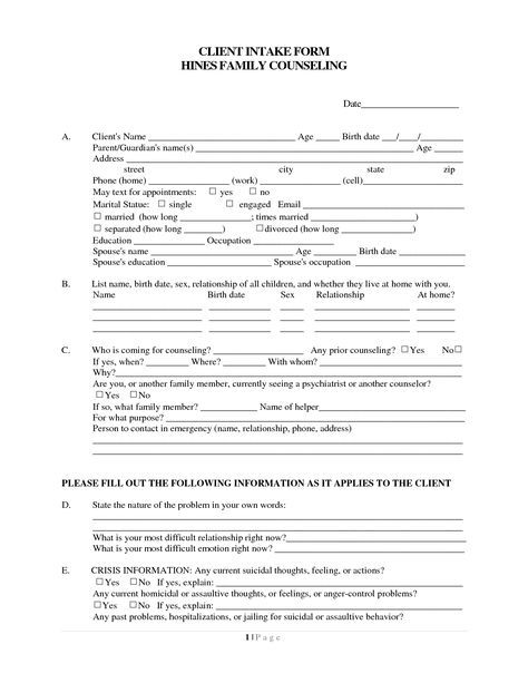 Intake Form For Counseling Clients Google Search Sw Pinterest Counselling And Social Work Coaching Intake Form Template