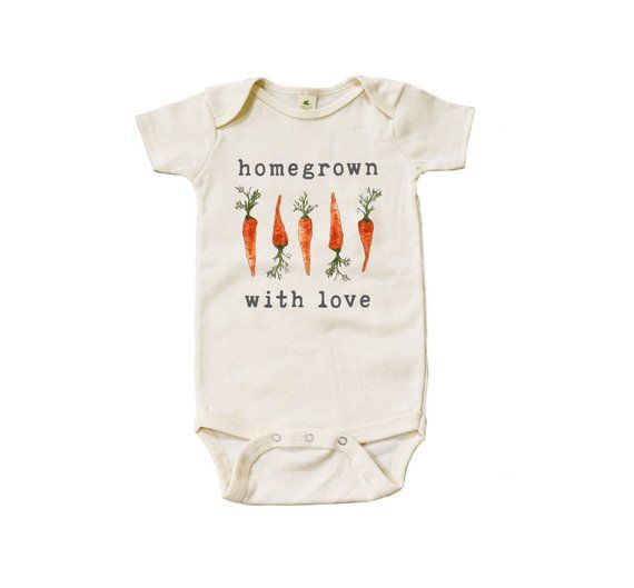 Organic “Homegrown with Love” Carrot Edition Unbleached Snappie / Bodysuit – For the Baby Boy Organic “Homegrown with Love” Carrot Edition Unbleached Snappie / Bodysuit – For the Baby Boy