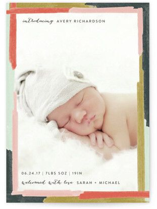 abstract strokes birth announcement postcards pregnancy and birth birth announcement postcards