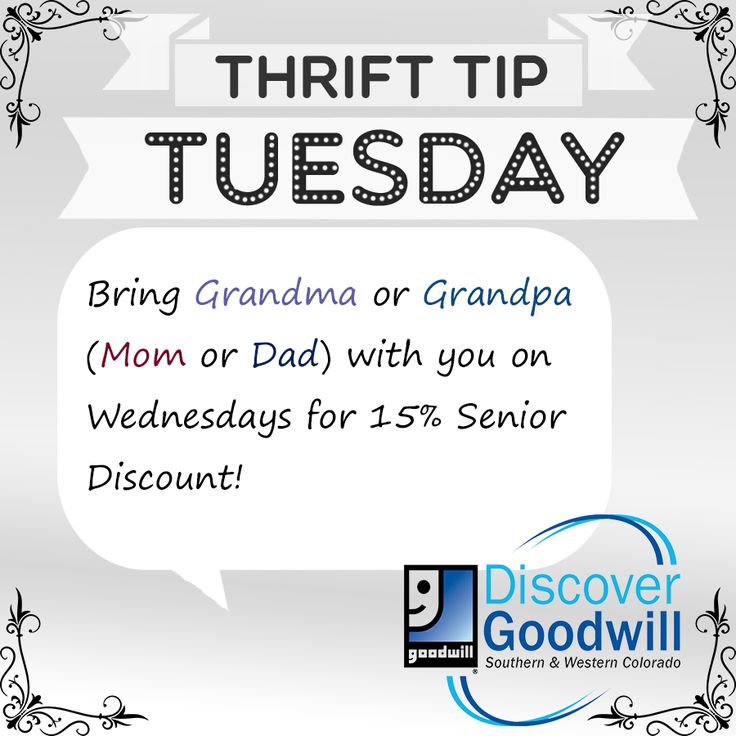 Senior Discounts at goodwill are every Wednesday! Senior discounts Senior Discounts at goodwill are every Wednesday! Senior discounts