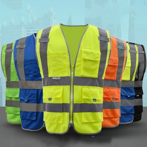 Reflective Vest T-shirt Multiple Pockets Building Construction Cycling  Fishing Safety Clothing Sanitation Traffi…