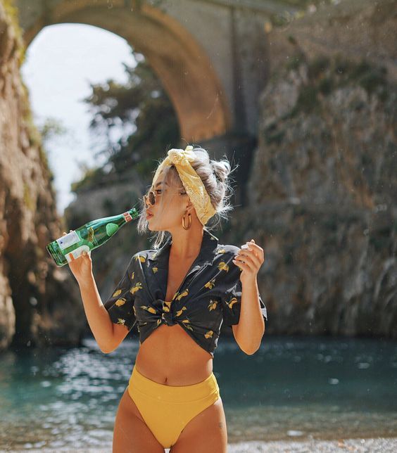 Summervibes | Bikini | Swimwear | Blouse | Yellow | Inspo | More on fashionchick...