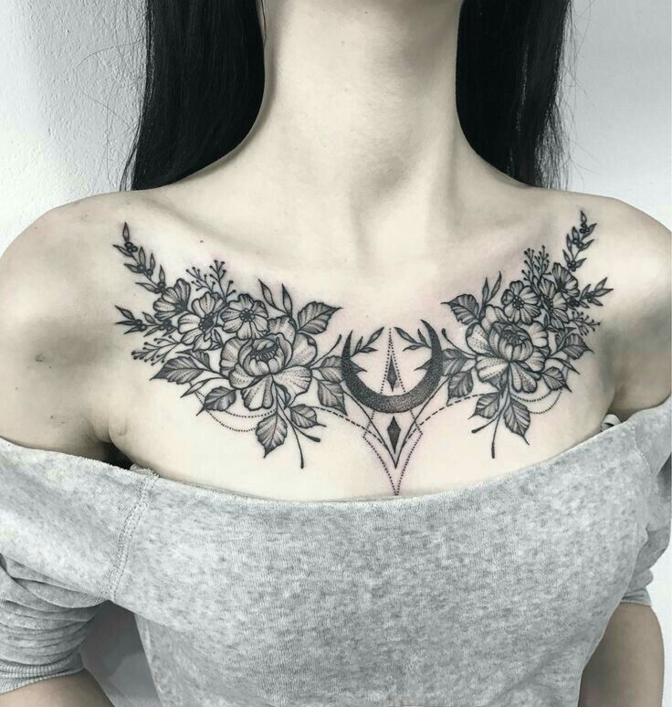 40 Awesome Women S Chest Tattoo Chest Tattoos For Women Chest Tattoo Flowers Tattoos