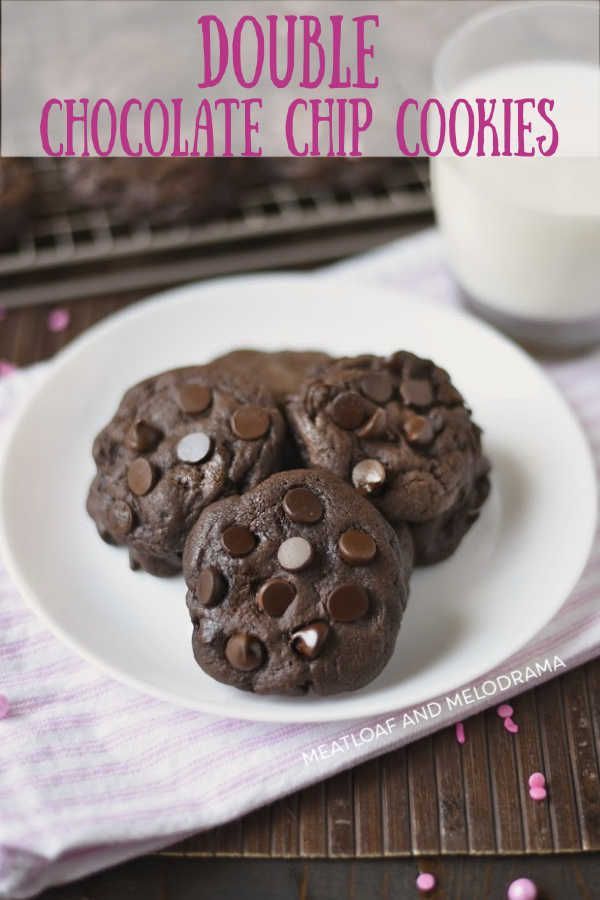 Double Chocolate Chip Cookies Meatloaf And Melodrama In 2021 Dessert Recipes Easy Double Chocolate Chip Cookie Recipe Double Chocolate Chip Cookies