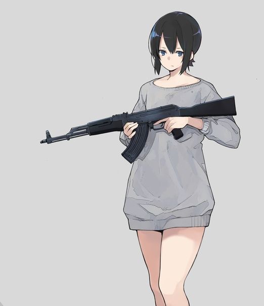 Anime girl holding gun