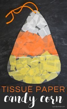 This tissue paper candy corn craft is such a fun craft to make with the kids for...