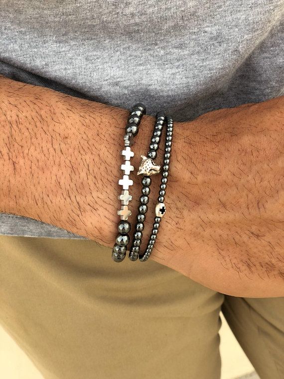 Mens Bracelet HEMATITE Men Bracelete Mens Beaded Bracelet Mens Bracelet Mens Bracelets Husband Gift Gift For Him 3mm Boyfriend Gift
