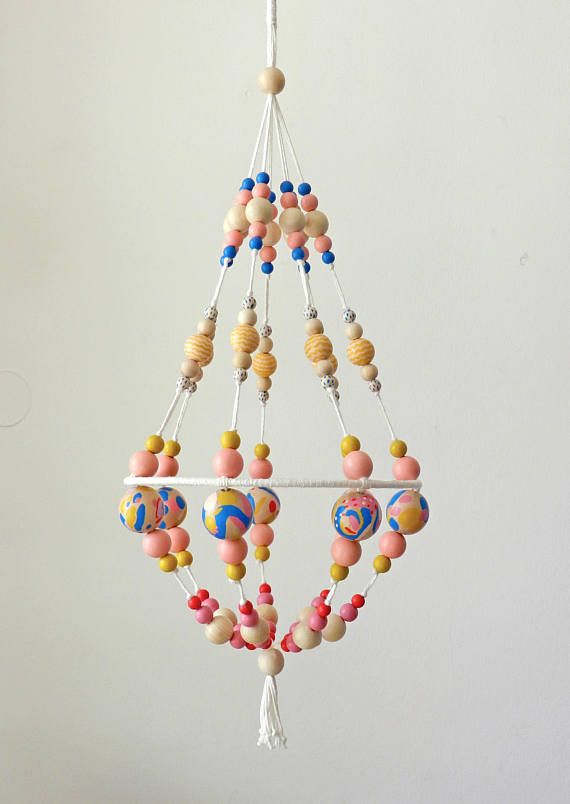 Hand Painted Wooden Beads Chandelier Pajaki Inspired Mascotas