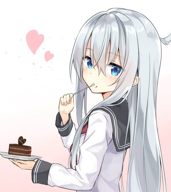Cute white haired anime girl