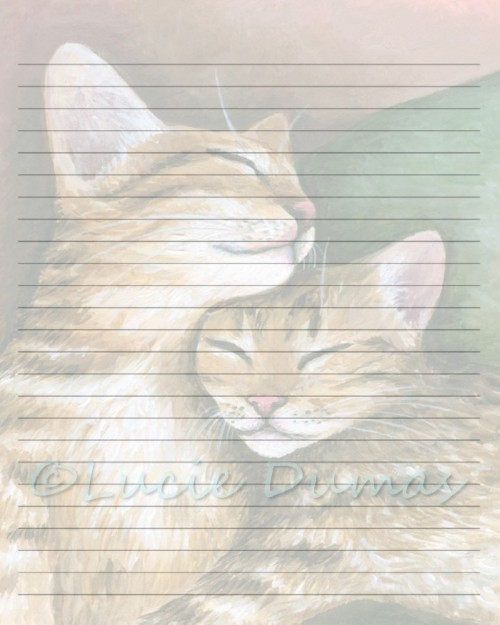 Digital Printable Journal writing lined Page Cat 603 Stationary 8x10 Download Scrapbooking Paper Template art painting L.Dumas by DigitalsbyLucie on Etsy