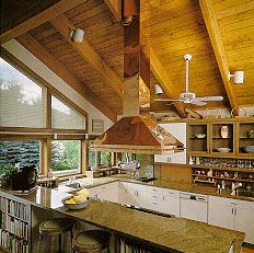 make an island range hood vented through vaulted ceiling