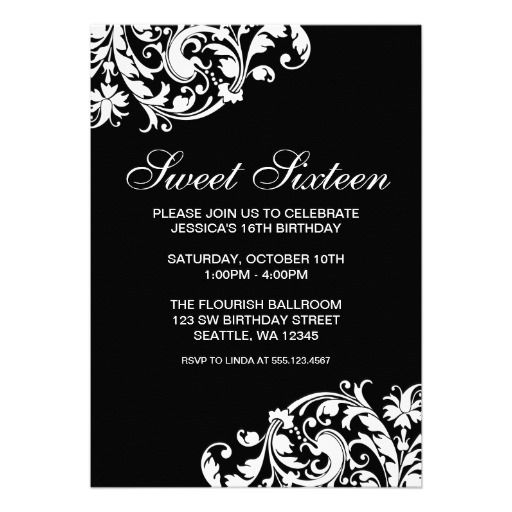 black and white birthday invitations
