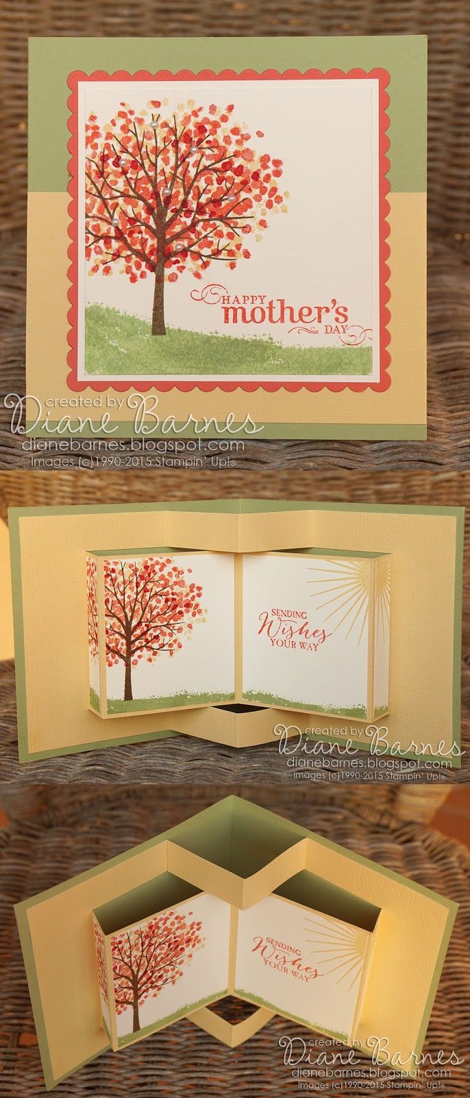 Charming Card Making Ideas Pdf Part - 9: Pop Up Book Fancy Fold Card Using Stampin Up Sheltering Tree With Pdf Template. By