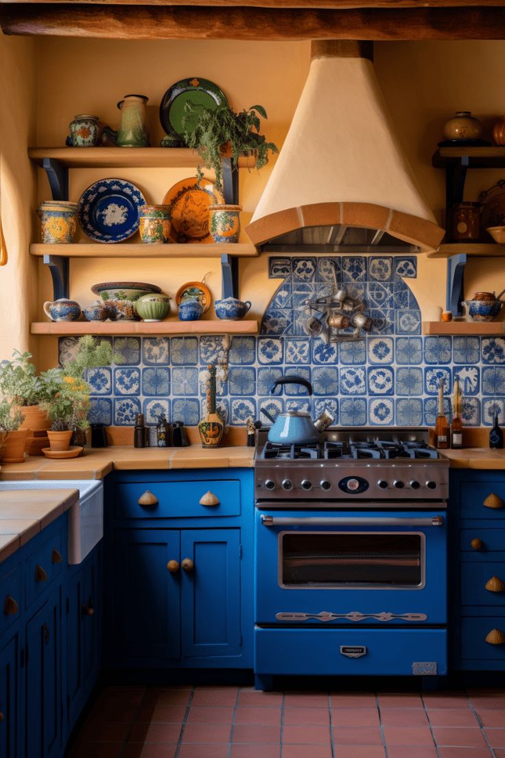 A Blue Stove Top Oven Sitting Inside Of A Kitchen Next To A Wall A Blue Stove Top Oven Sitting Inside Of A Kitchen Next To A Wall
