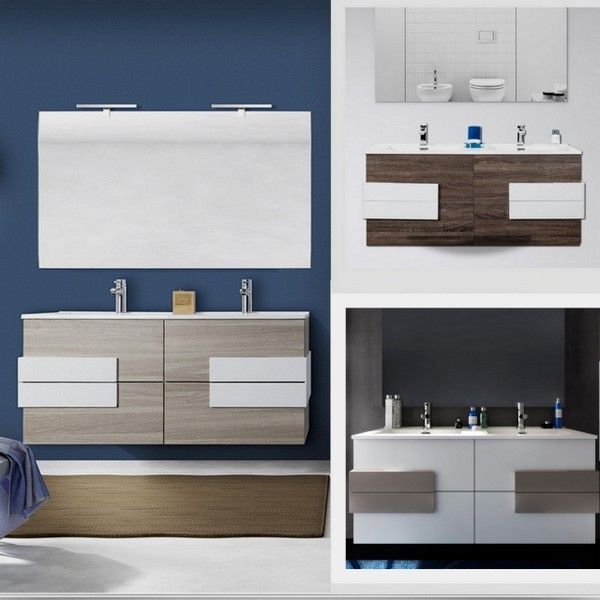 Mobile Bagno Energy 120 Cm In Bianco Rovere Chiaro Rovere Scuro