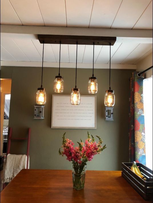 Lnc Island Lights Farmhouse Einmachglas Lineare Kronleuchter 5 Licht Rustic Kitchen Lighting Farmhouse Dining Room Lighting Dining Lighting