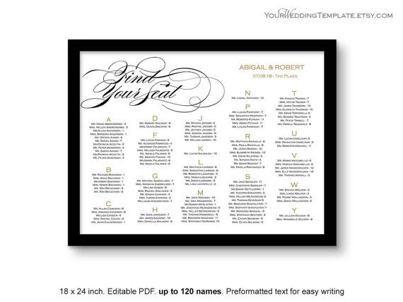 wedding seating chart board template