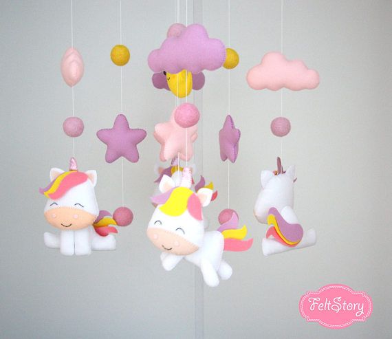 Unicorn Baby Mobile Nursery Mobile Baby Girl Mobile Cot Mobile Baby Crib Mobile Cloud Mobile Baby Mobi Moviles Para Niños Móvil De Fieltro Regalos De Niña Bebé