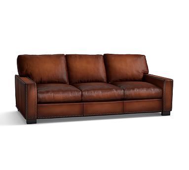 Turner Leather Square Arm Sleeper Sofa With Nailheads Turner Leather Square Arm Sleeper Sofa, Turner Leather Grand Sofa