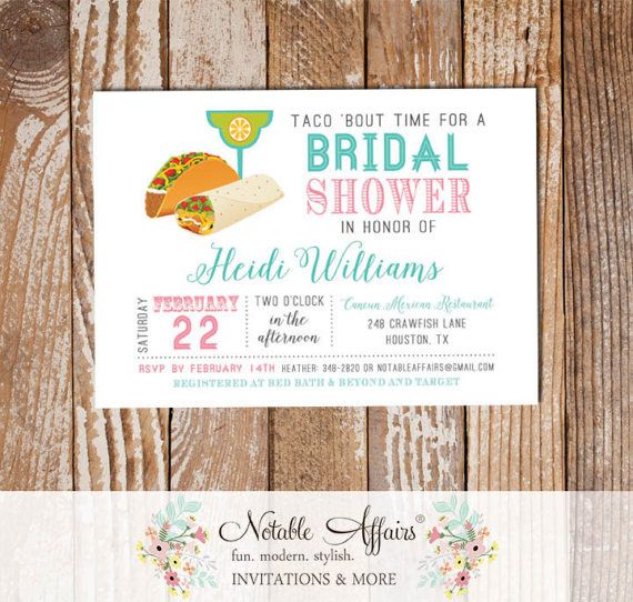 Taco Margarita Party Mexican Fiesta Bridal Shower invitation - Baby Shower Couples Shower Engagement Birthday - cinqo de mayo - any event by NotableAffairs